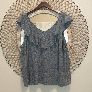 Old Navy Sleeveless Tee With Ruffled Neckline Gray Size XXL